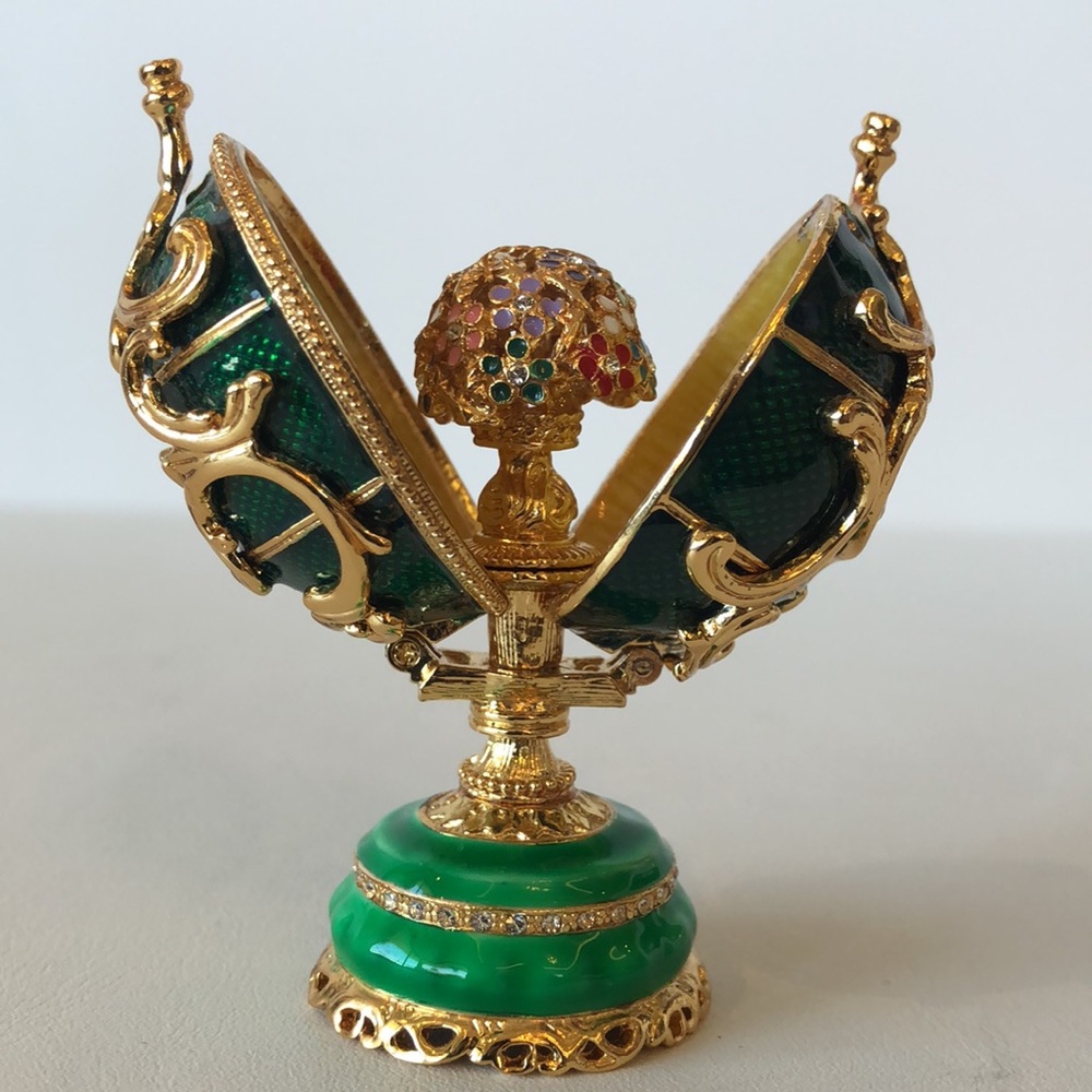 AKM(Faberge) Egg with flower inside green 7,4 cm - Picture 6 of 8